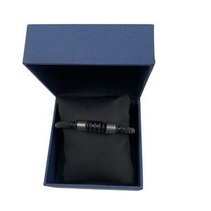 Anthony Jacobs Stainless Steel/Leather Men's Bracelet NWT